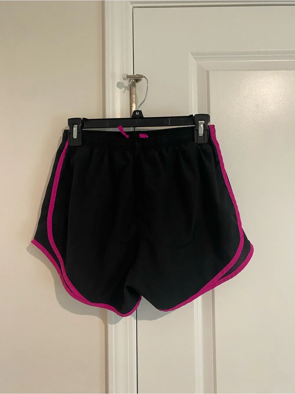 Nike Women’s Black Athletic Shorts with Magenta Trim